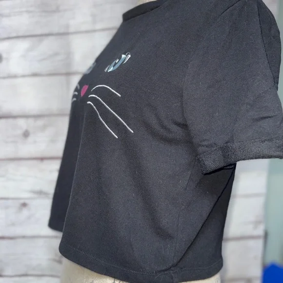H&M Black Tee with Cat Face Design - Picture 2 of 4